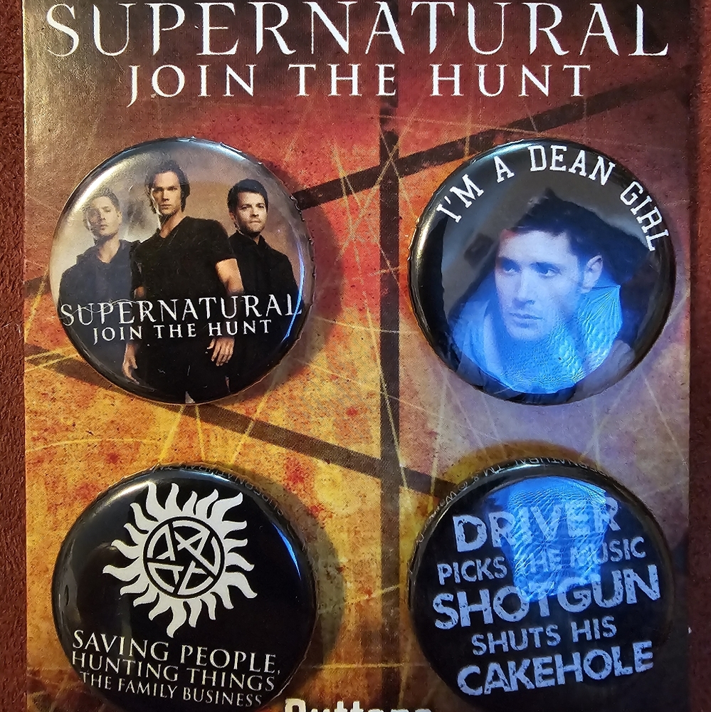 Supernatural button 4 pack Nwt